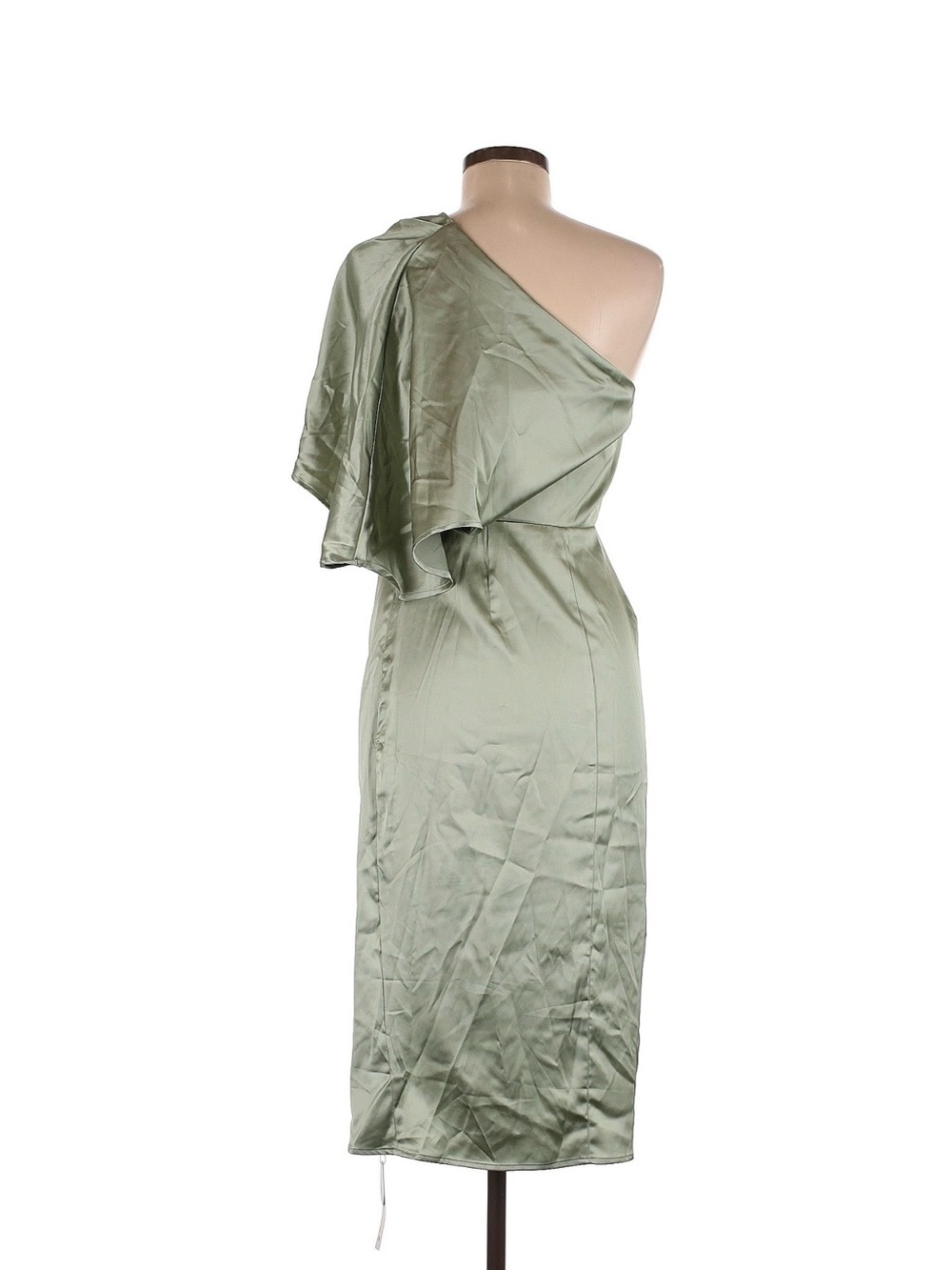 Cupshe One-Shoulder Olive Sage Draped Midi Dress - Picture 2 of 4